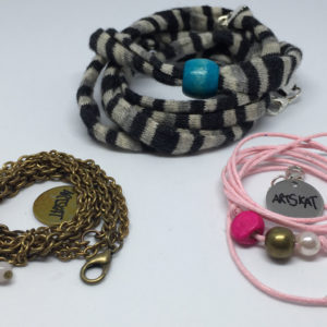 collar-mask ArtSkat PACK TRES TEXTIL RAYAS ROSITA BRONCE